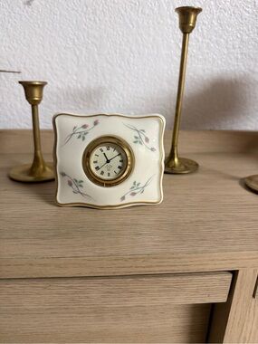 Lenox Porcelain Rose Manor Clock in Cream, Pink and Gold